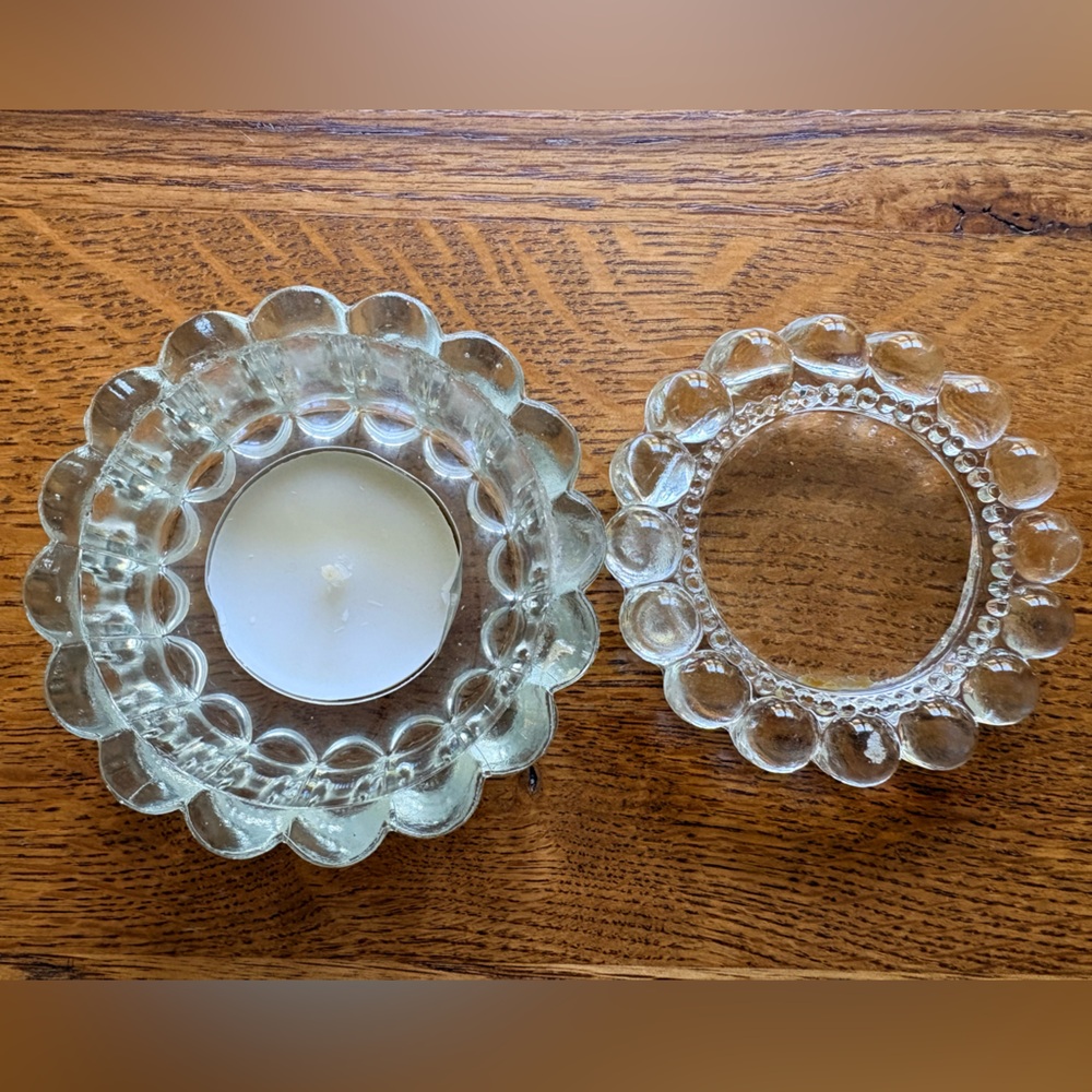 Vintage Clear Glass Candle Holder or trinket box - Picture 11 of 15